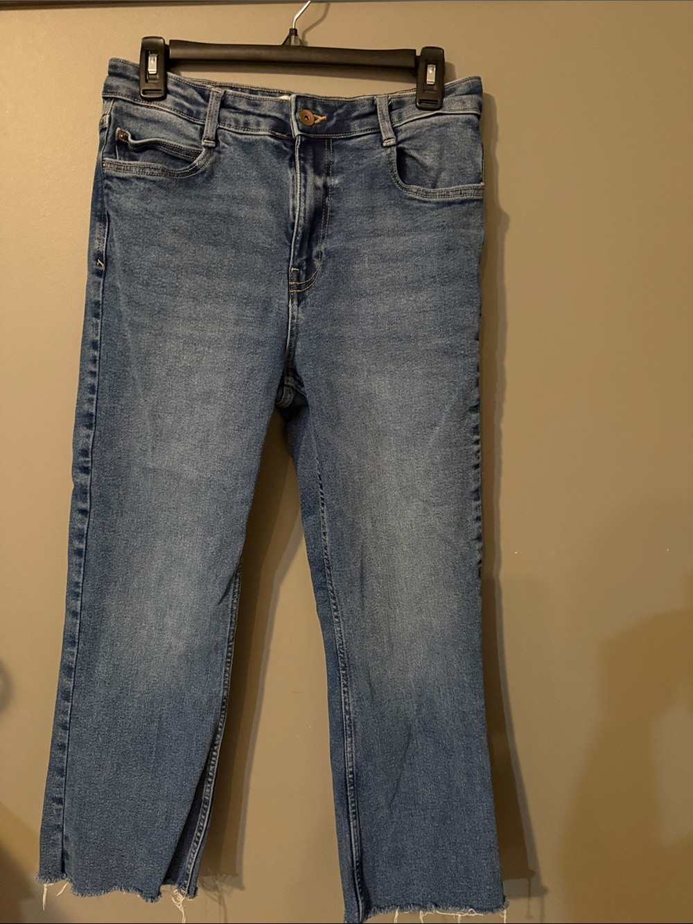 Zara Classic Women's Blue Denim Jeans US 8 Straight Leg Medium Wash Stretch